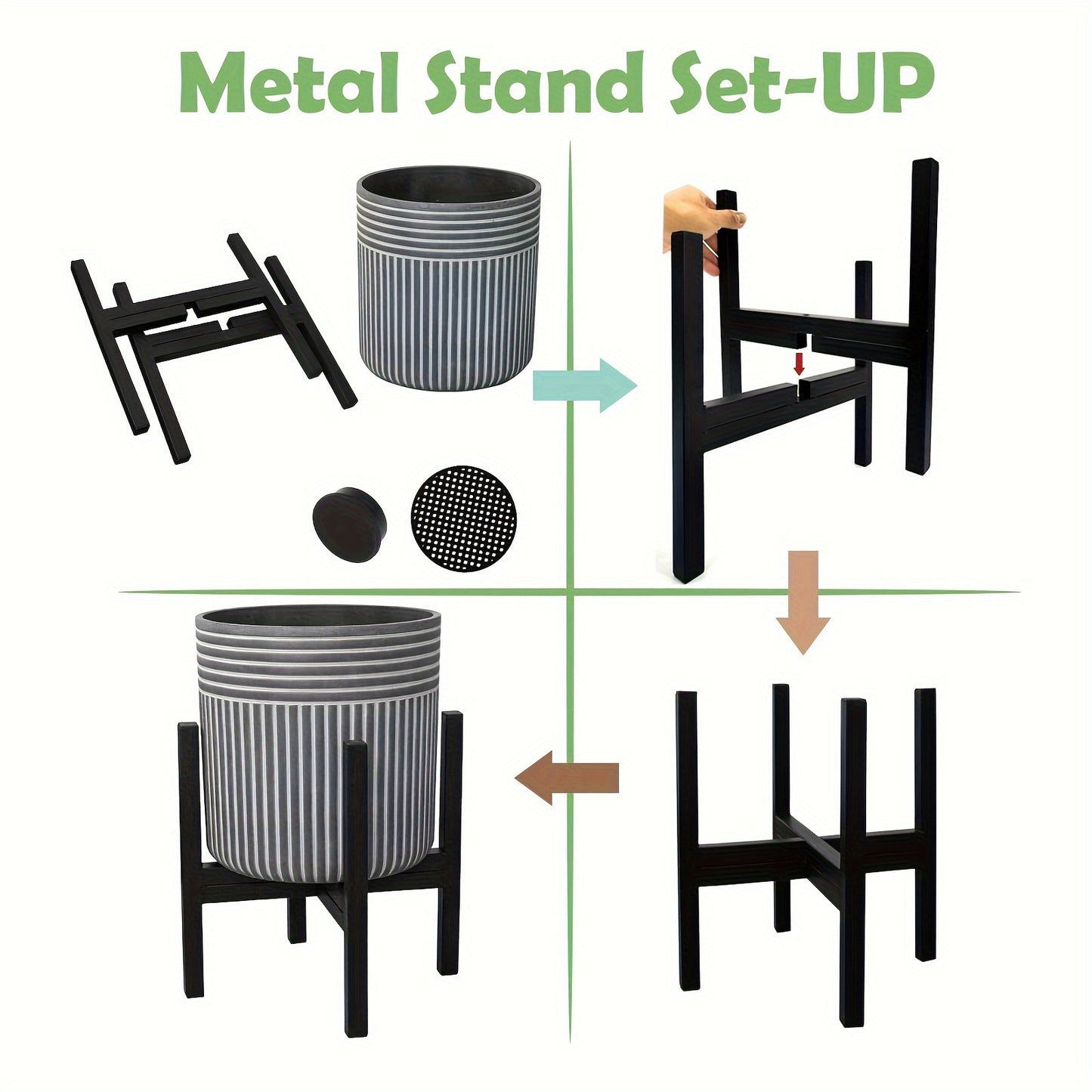 Set of 2 Planters With Stand (8 & 10")