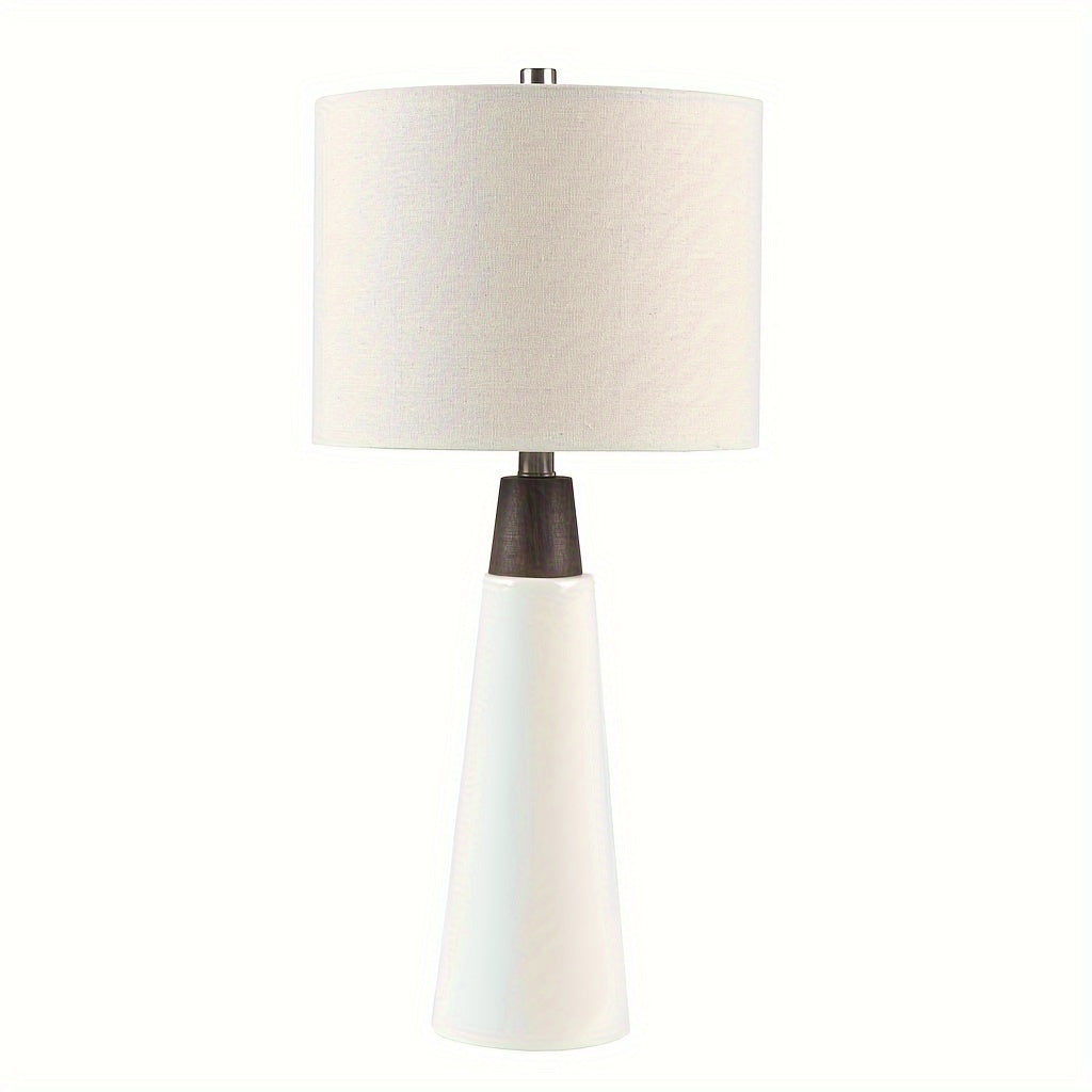 Triangular Ceramic and Wood Table Lamp