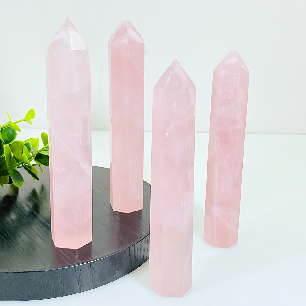 1pc Natural Rose Quartz Hexagonal Prism Tower (5.9")