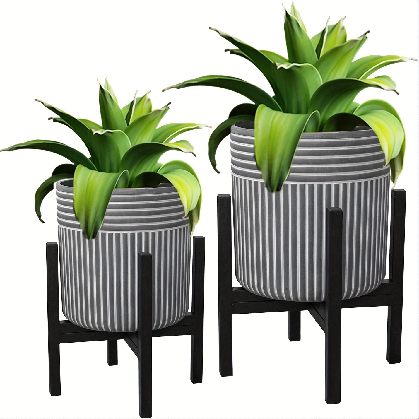 Set of 2 Planters With Stand (8 & 10")