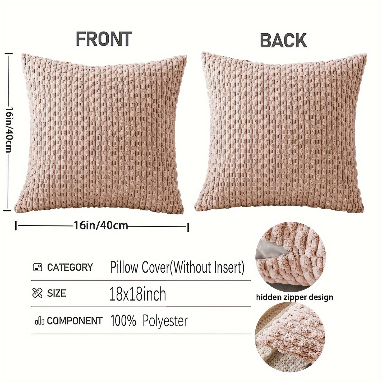 2pcs Corduroy, Double-Sided Striped Throw Pillow Covers