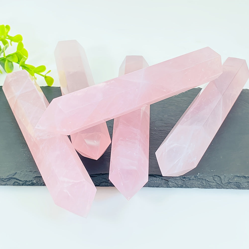 1pc Natural Rose Quartz Hexagonal Prism Tower (5.9")