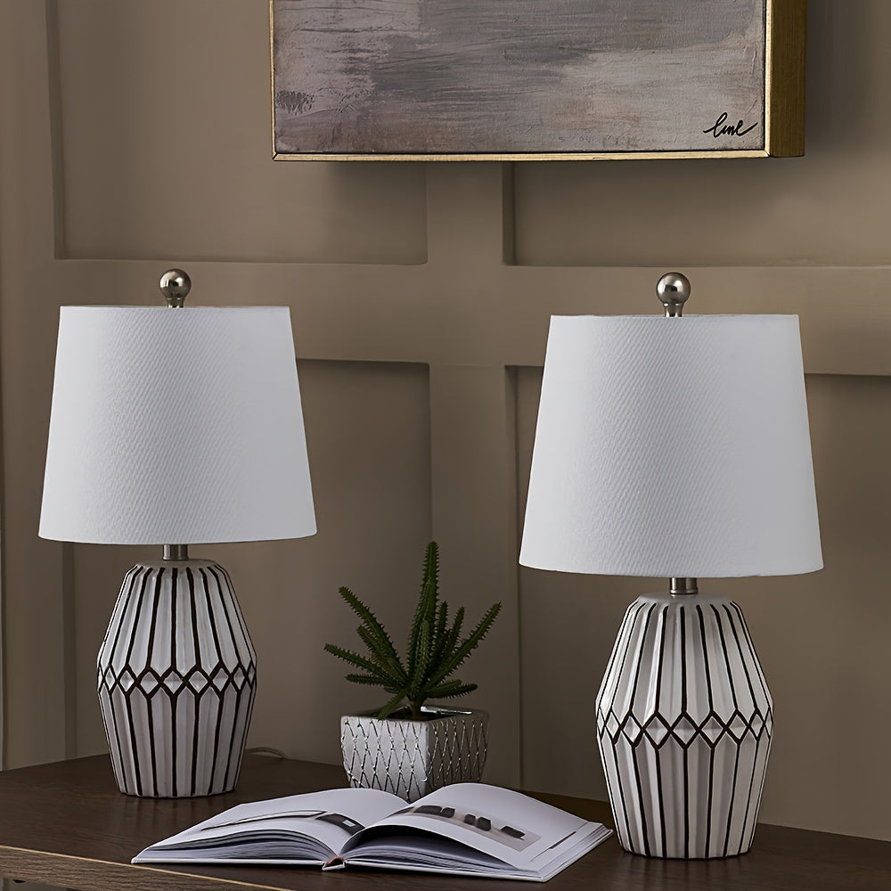 Geometric Stripes Ceramic Table Lamps (Set of 2)