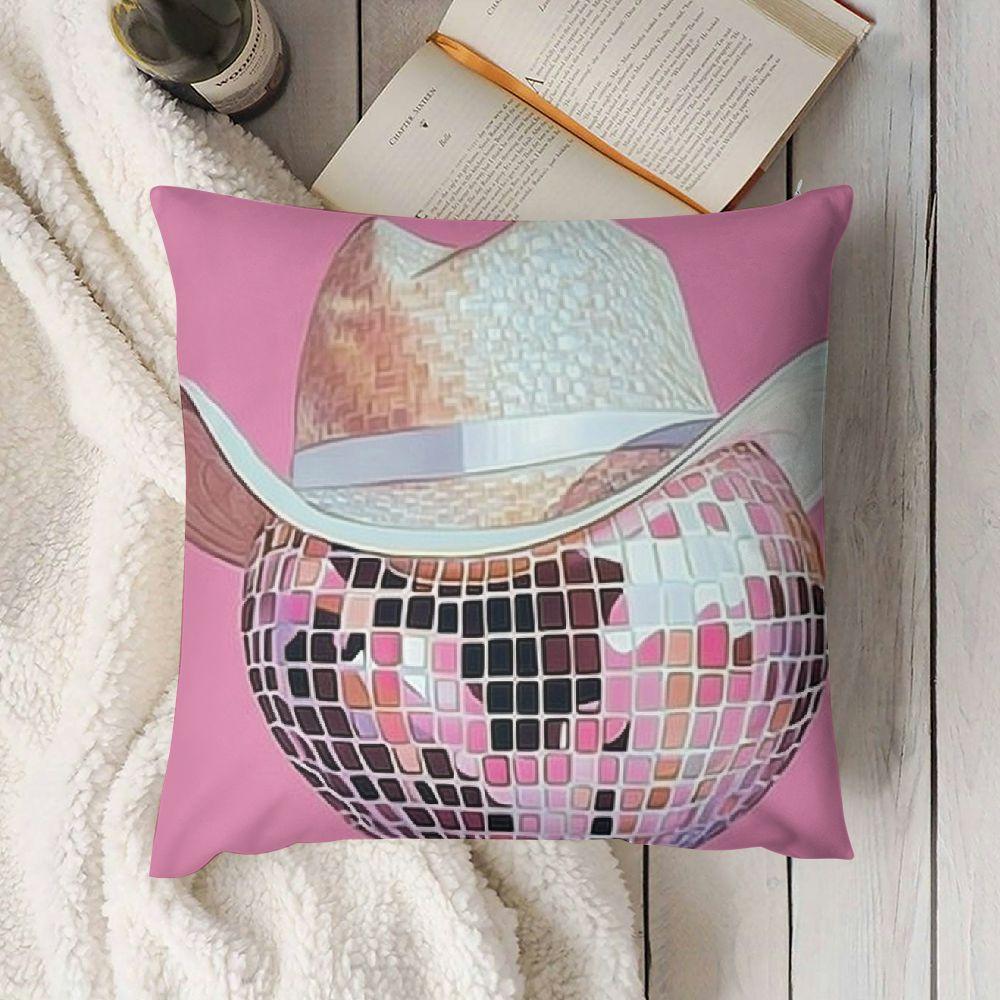 Chic Pink Disco Cowgirl & Cowboy Throw Pillow Cover