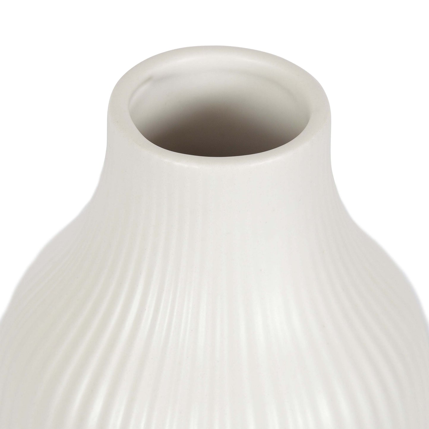 Ribbed Cream Ceramic Vase (8.5")