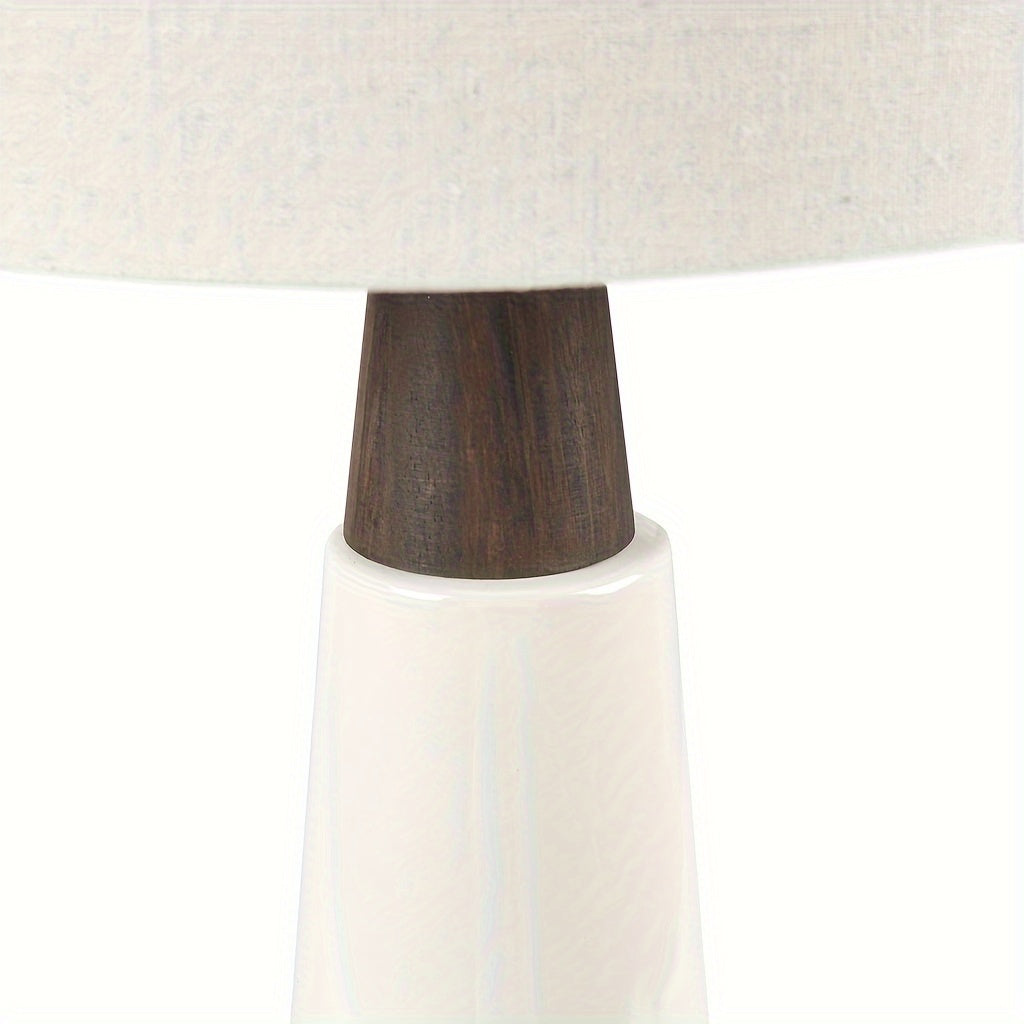 Triangular Ceramic and Wood Table Lamp