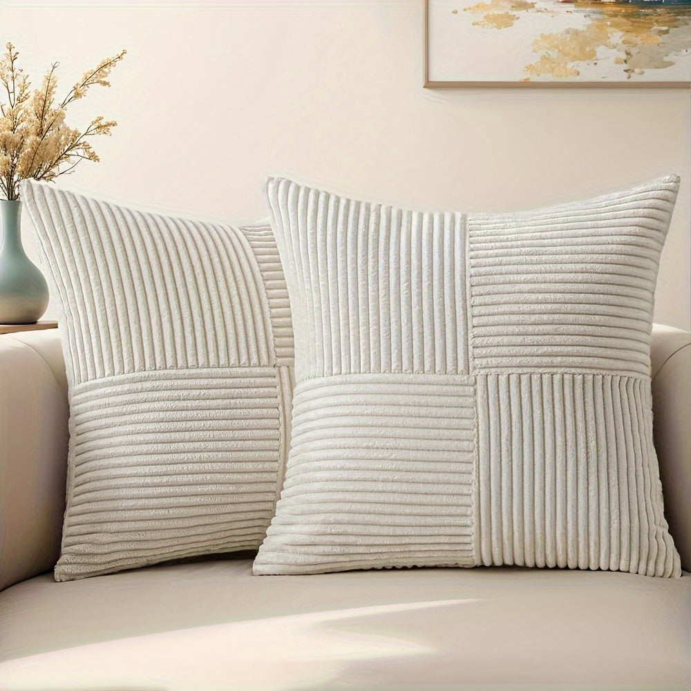 2pcs Corduroy Throw Pillow Covers (12x20" or 18x18")