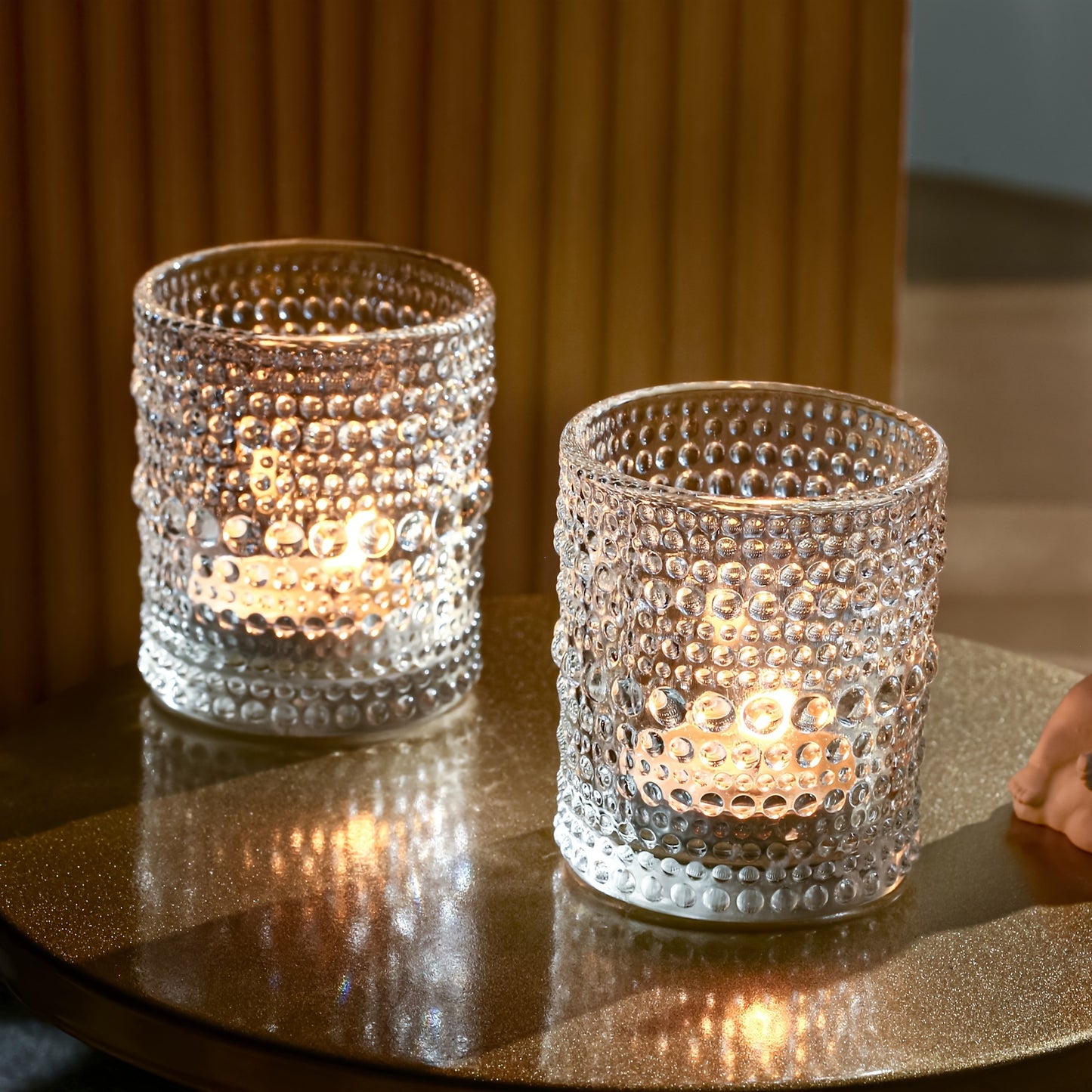 Transparent Bead Glass Candle Holders (24 count)