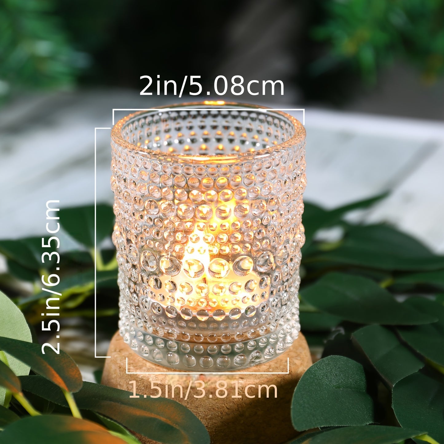 Transparent Bead Glass Candle Holders (24 count)