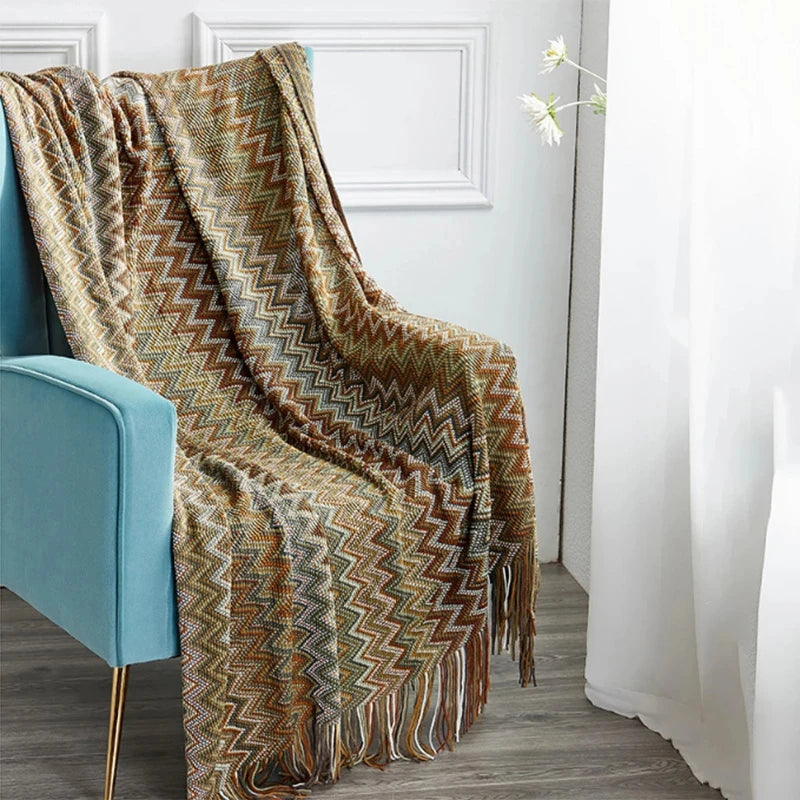 Geometric Knitted Throw Blanket