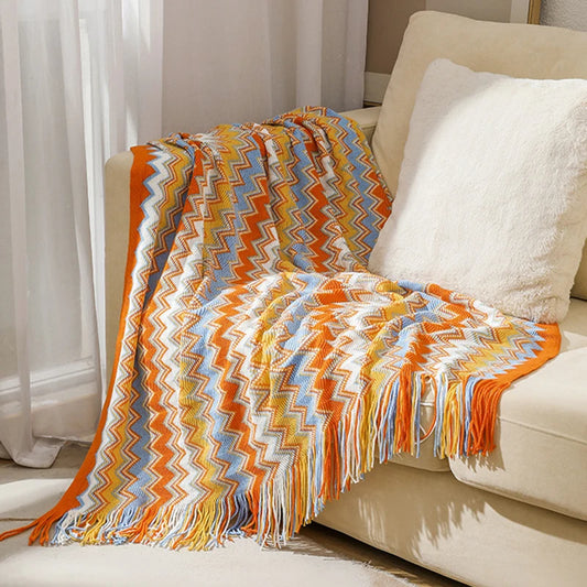 Geometric Knitted Throw Blanket