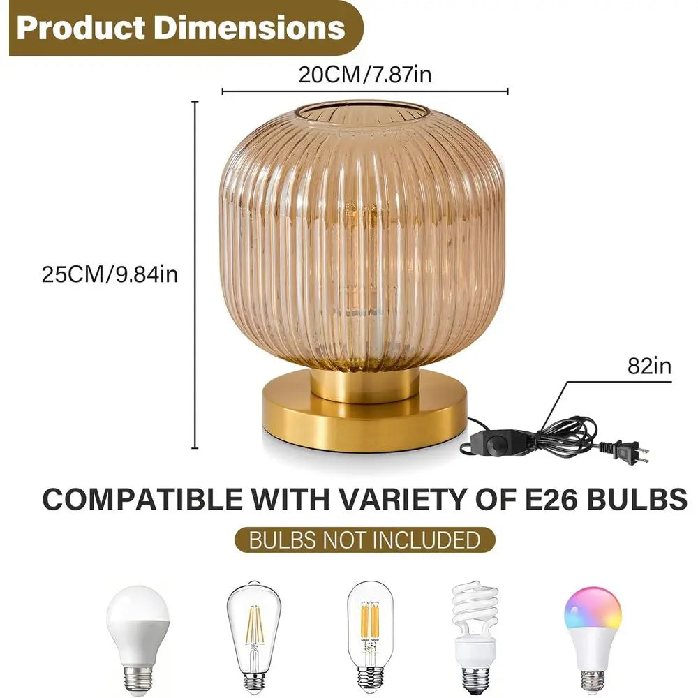 Mid-Century Amber Glass Desk Lamp