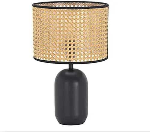 Retro Lamp with Rattan Woven Lampshade