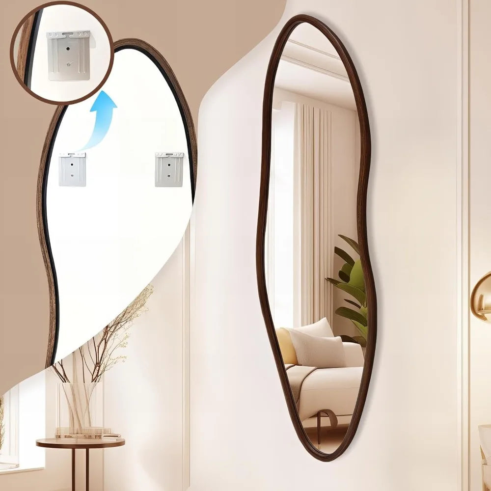 Irregular Wood Framed Full Length Mirror (65x22")