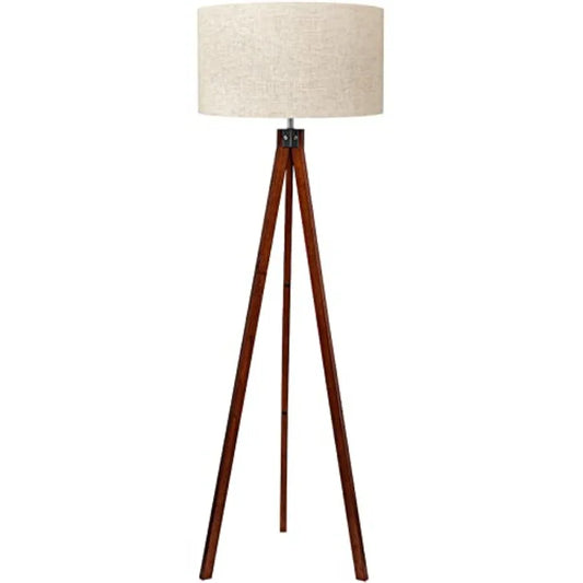 Mid Century Wood Tripod Floor Lamp