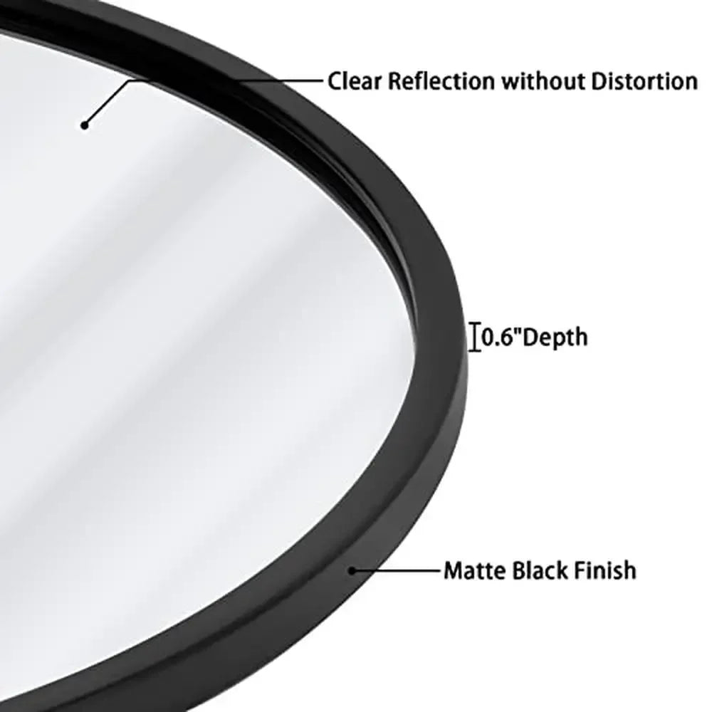 Large Round Black Metal Wall Mirror (24 Inch)