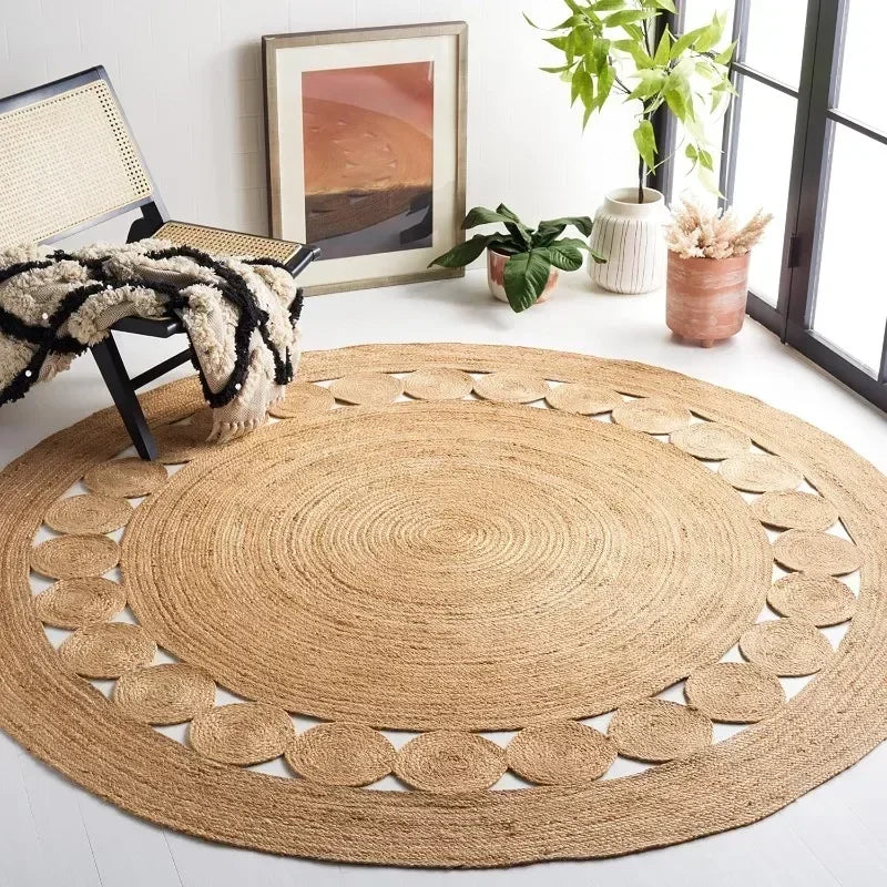 Natural Fiber Round Jute Area Rug