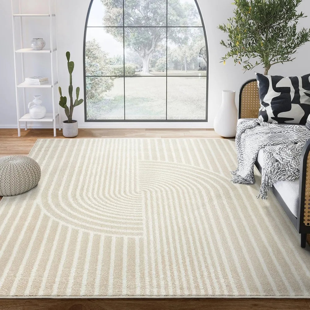 Beige Arch Pattern Knot Area Rug (9'x12')