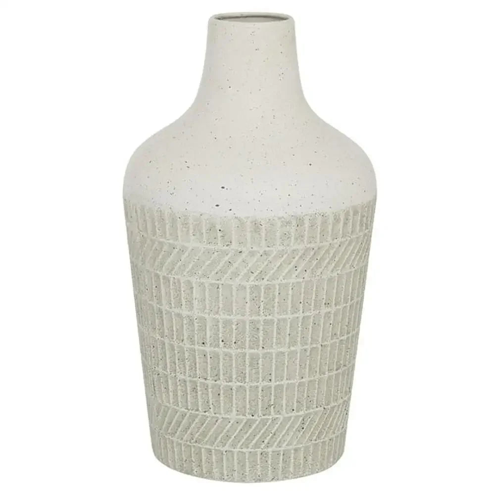 Textured White Iron Vase 13"