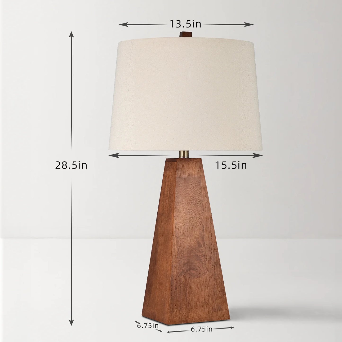 29'' Large Wood Table Lamp With Beige Linen Shade