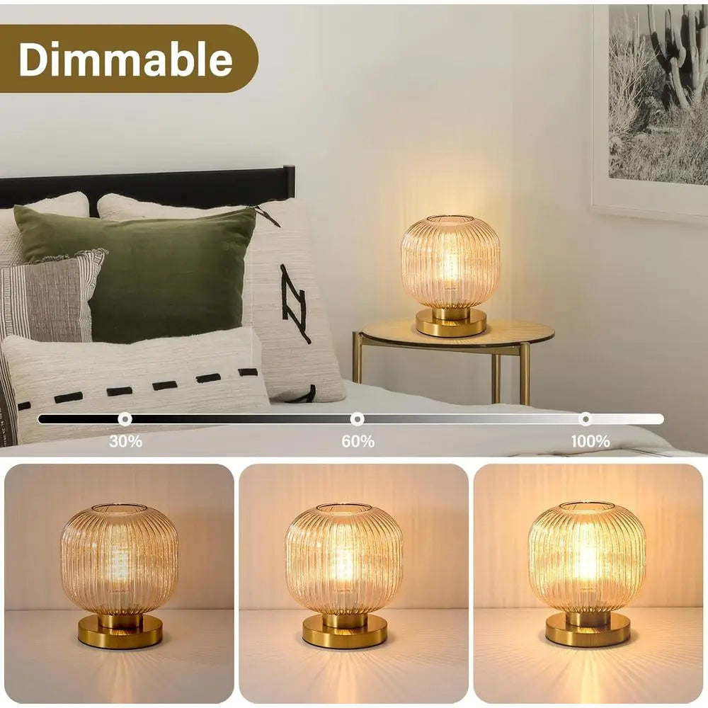 Mid-Century Amber Glass Desk Lamp