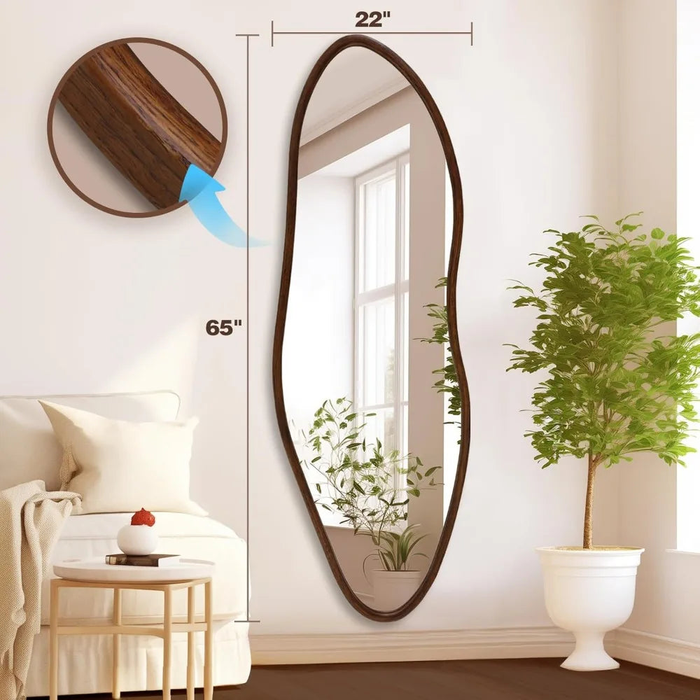 Irregular Wood Framed Full Length Mirror (65x22")