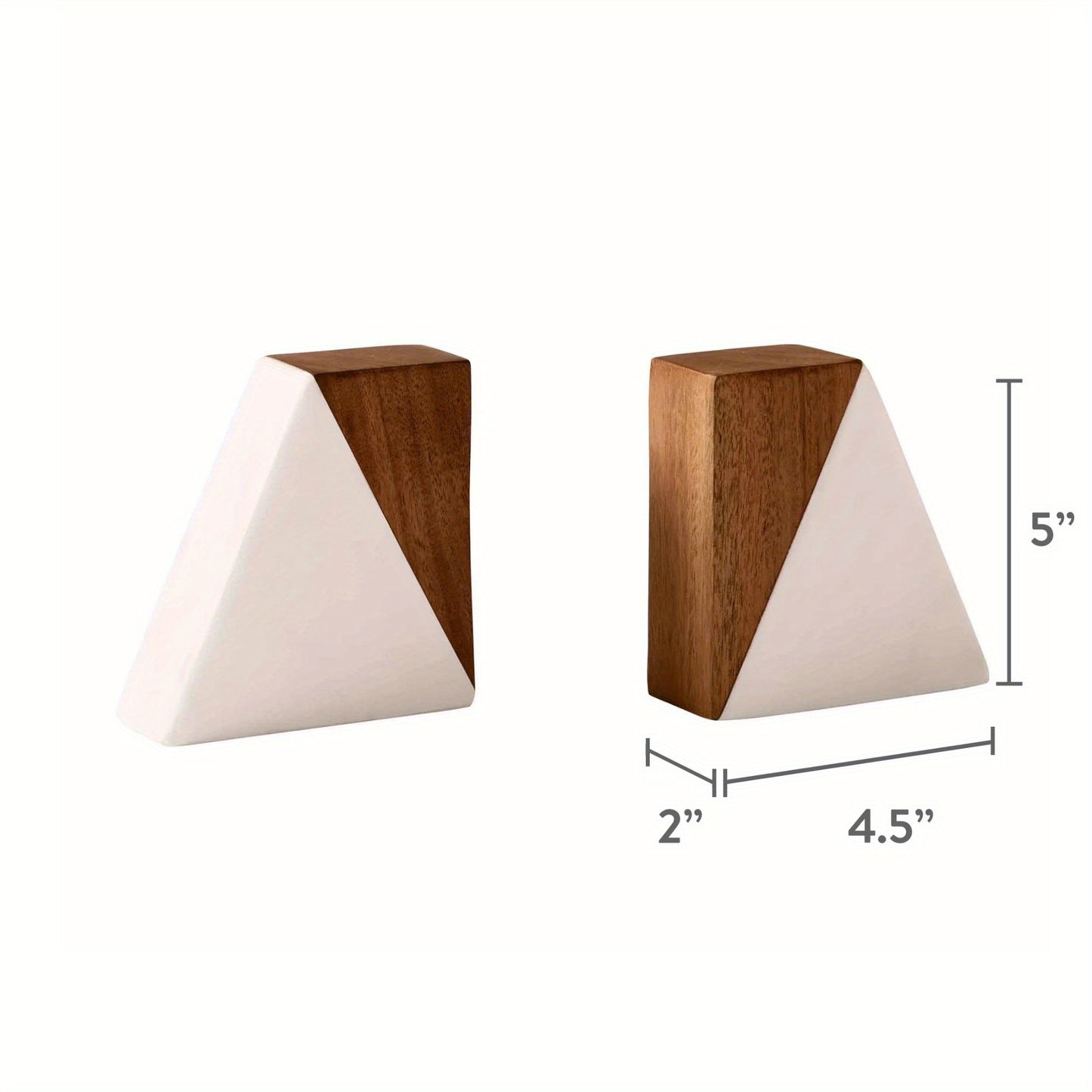 Modern Contemporary Wood and Marble Bookends, Set of 1