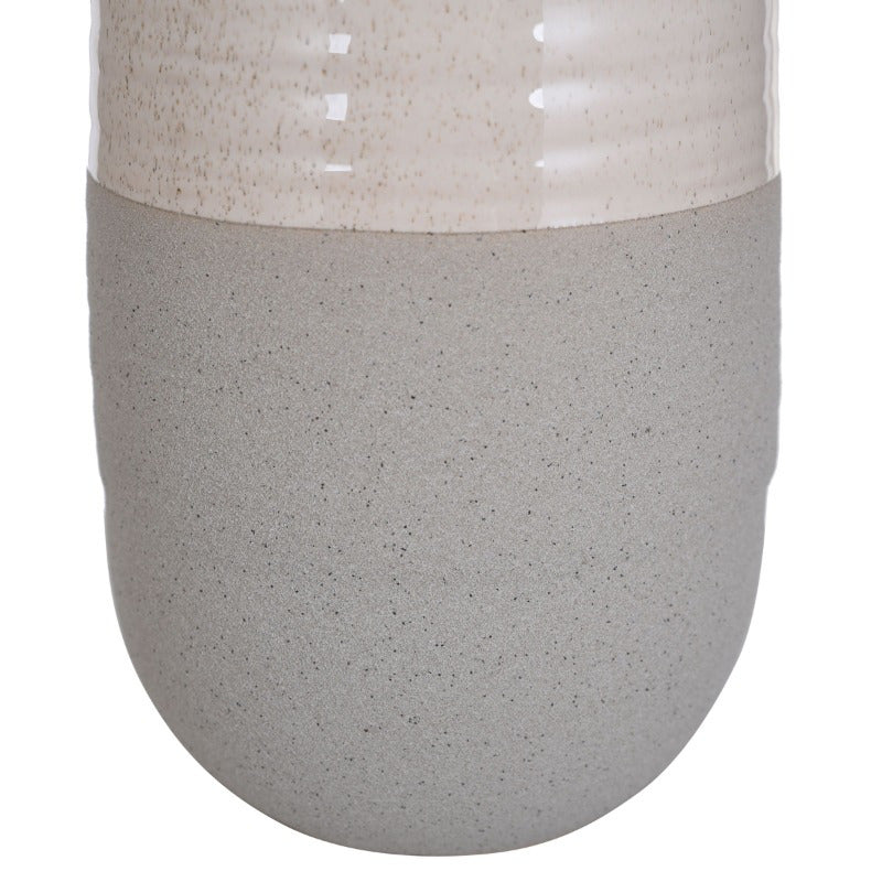 1pc Ceramic Vase with Glossy Top & Concrete Base