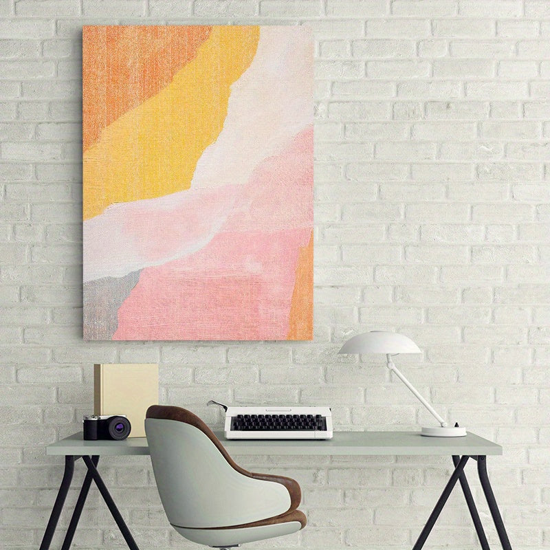 Blush Pink & Orange Abstract Framed Canvas