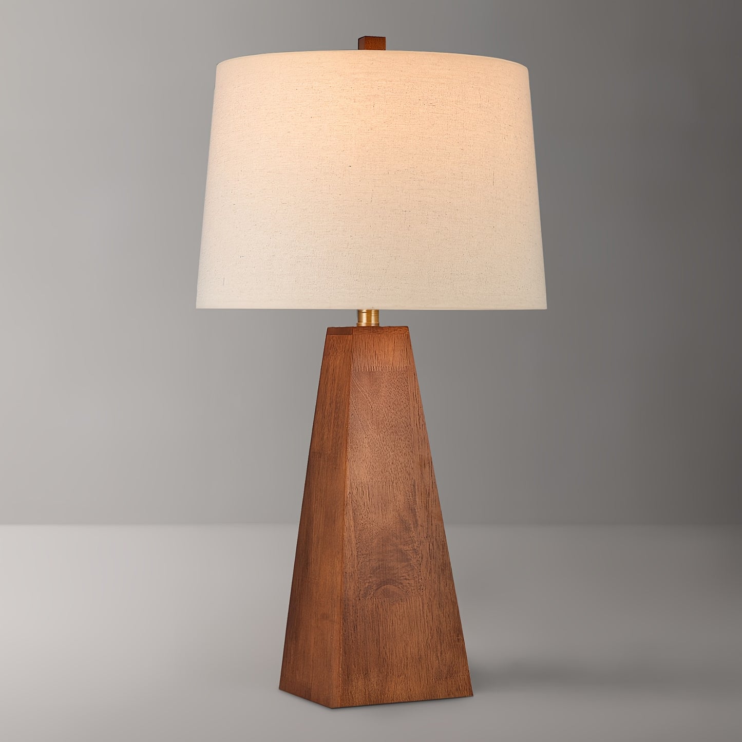 Modern Walnut Lamp With Beige Linen Shade (29'' or 21'')