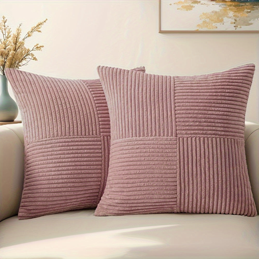 2pcs Corduroy Throw Pillow Covers (12x20" or 18x18")