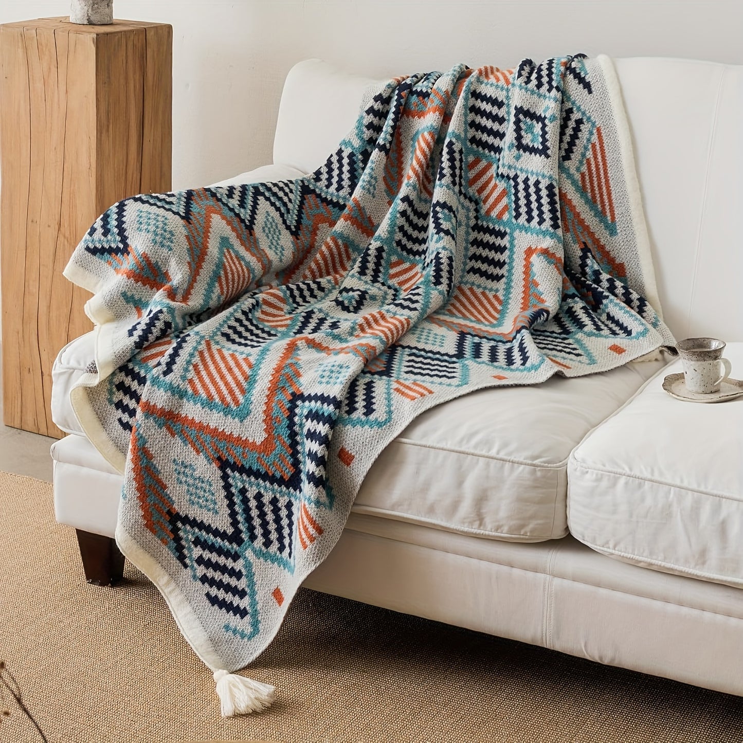 Boho Chic Knit Throw Blanket with Tassels (51' x 67')