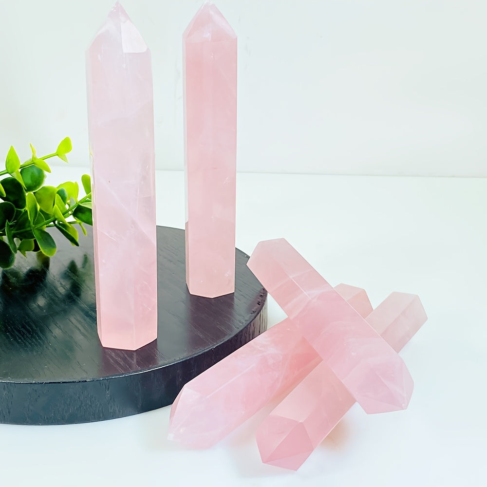 1pc Natural Rose Quartz Hexagonal Prism Tower (5.9")