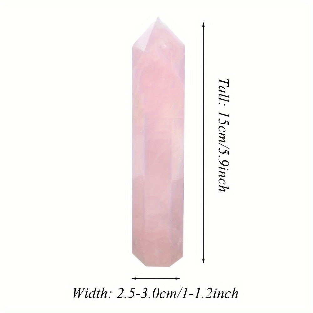 1pc Natural Rose Quartz Hexagonal Prism Tower (5.9")