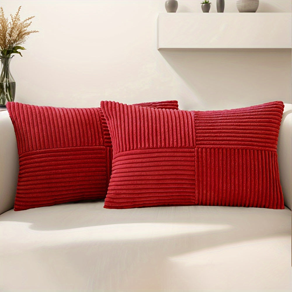 2pcs Corduroy Throw Pillow Covers (12x20" or 18x18")