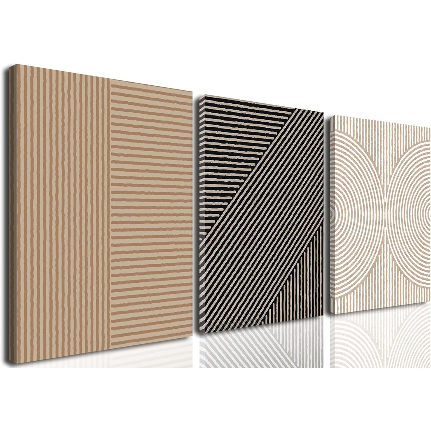 Neutral Abstract Wrapped Canvas (Set of 3)