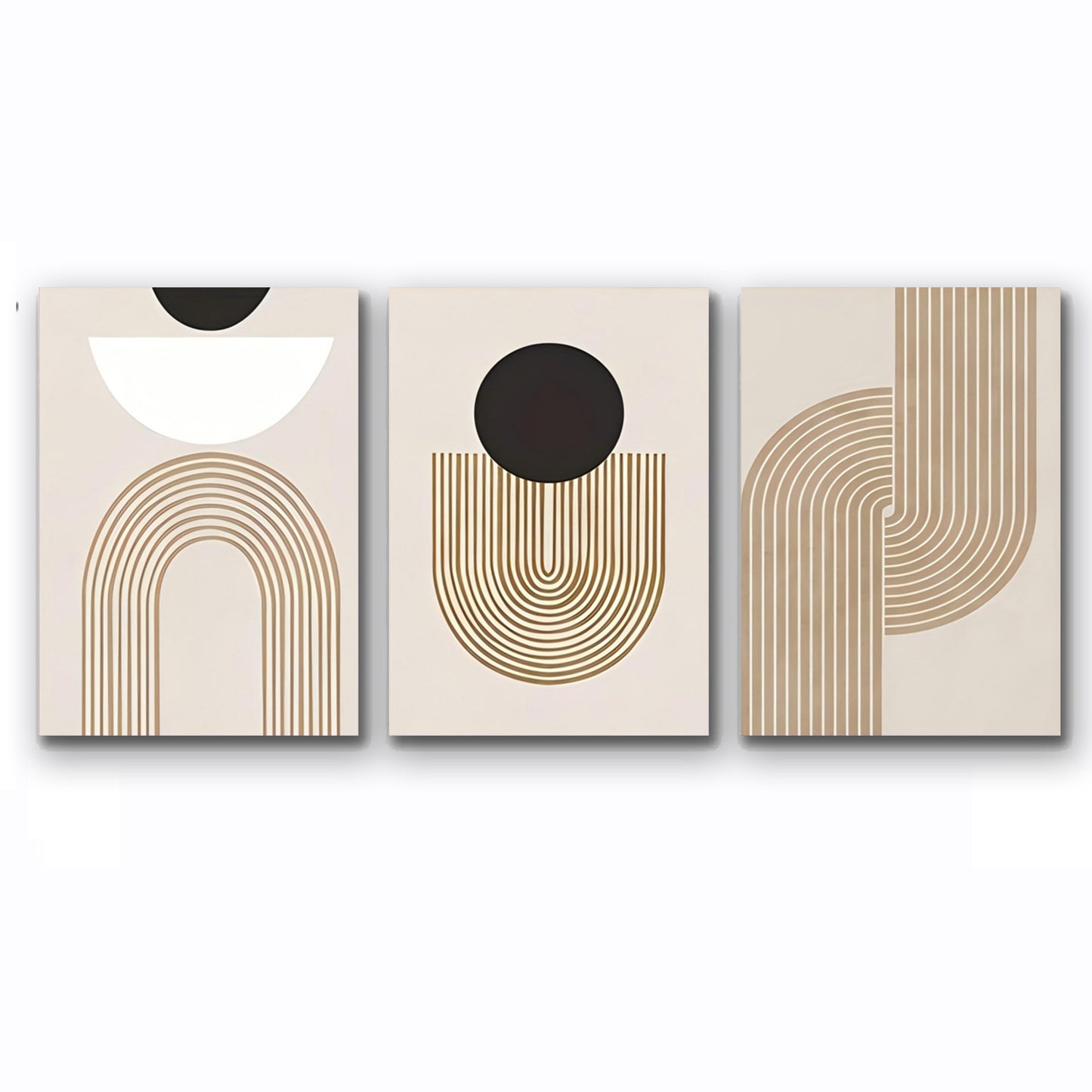 Modern Abstract Geometric Framed Canvas 3pcs Set