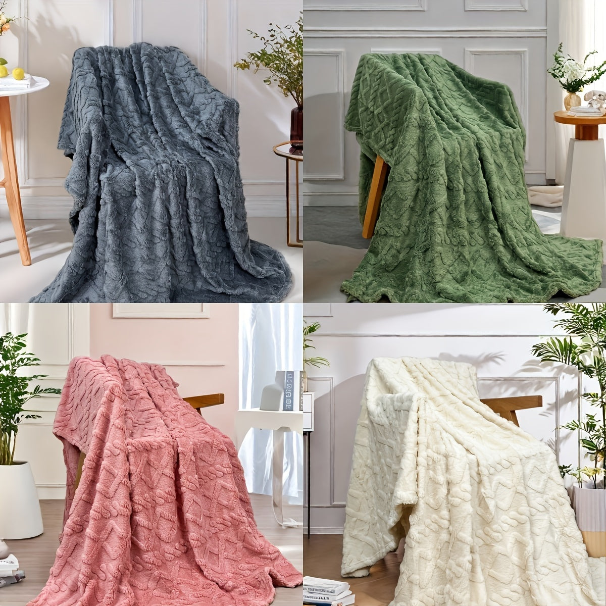 Solid Color Jacquard Velvet Blanket