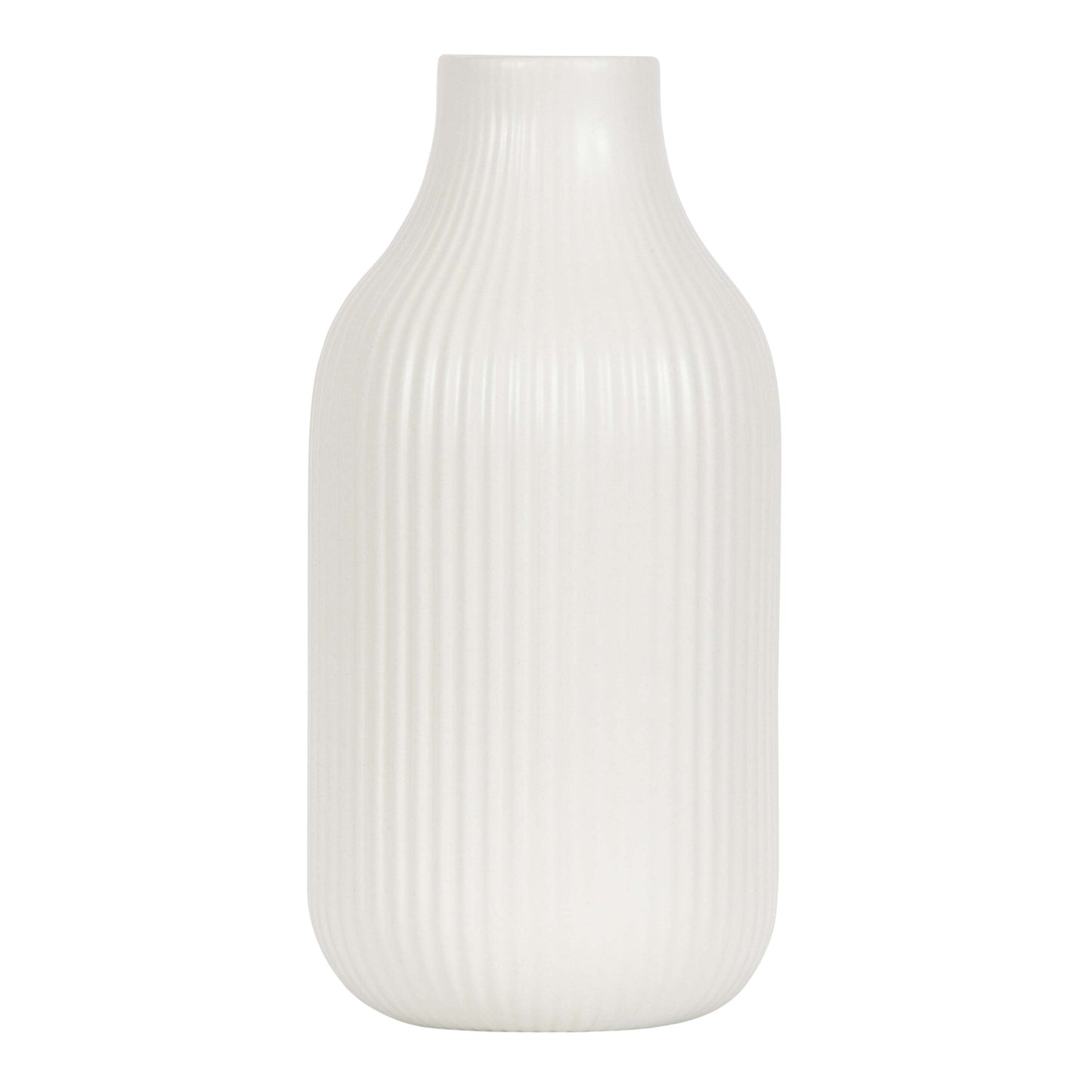 Ribbed Cream Ceramic Vase (8.5")