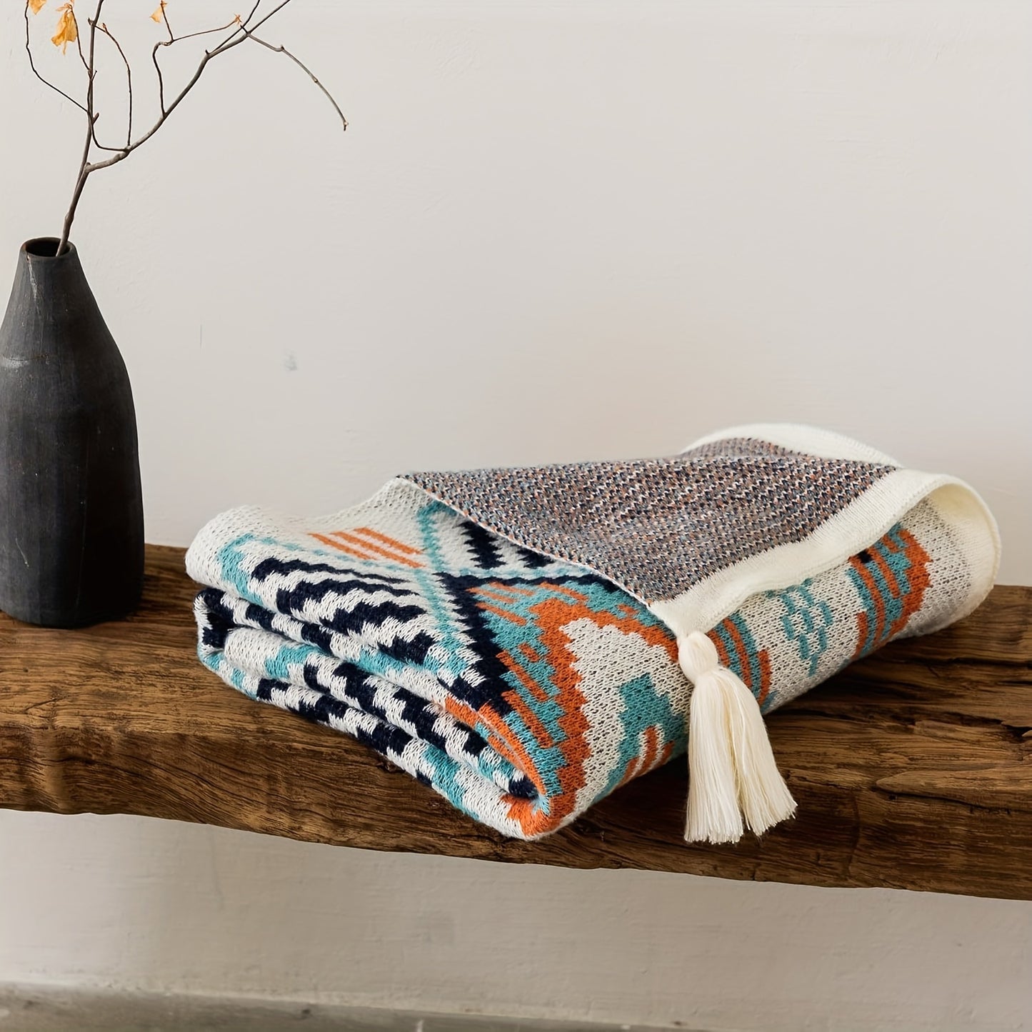 Boho Chic Knit Throw Blanket with Tassels (51' x 67')