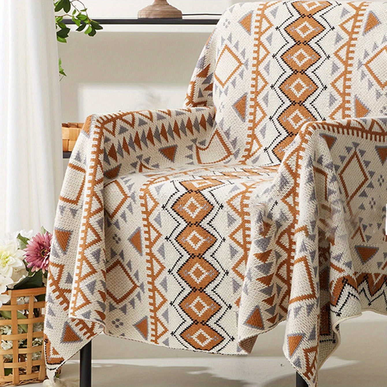 Jaquard Woven Tassel Throw Blanket