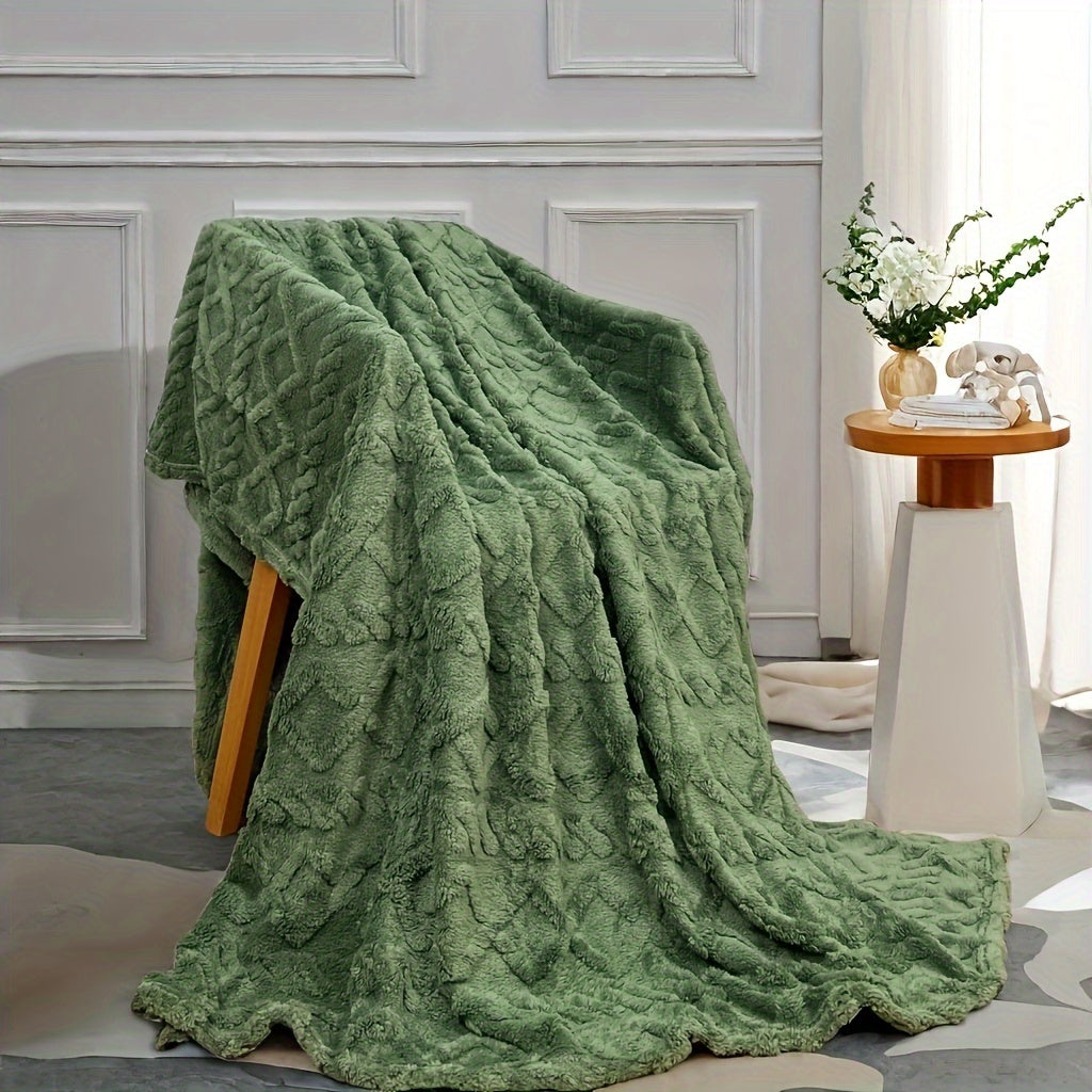 Solid Color Jacquard Velvet Blanket