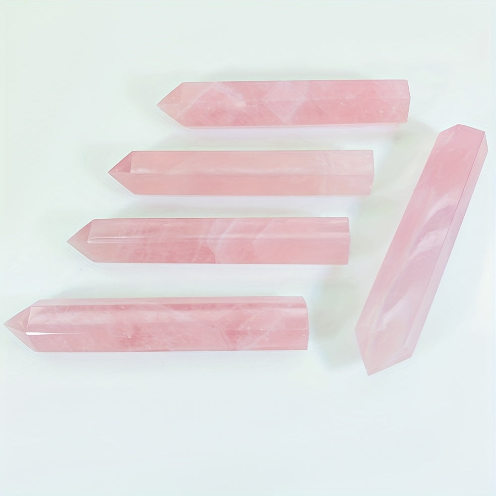 1pc Natural Rose Quartz Hexagonal Prism Tower (5.9")