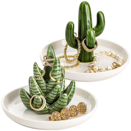 Ceramic Cactus Ring Holder (Set of 2)