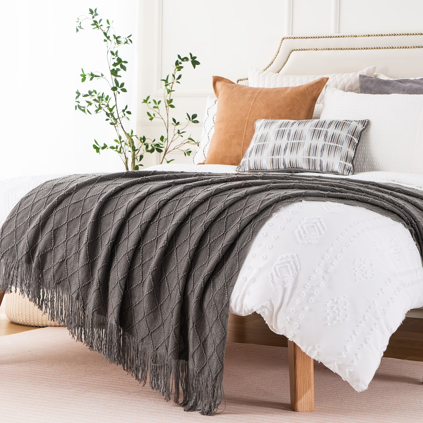 Textured Solid Throw Blanket (50x60 Inches)