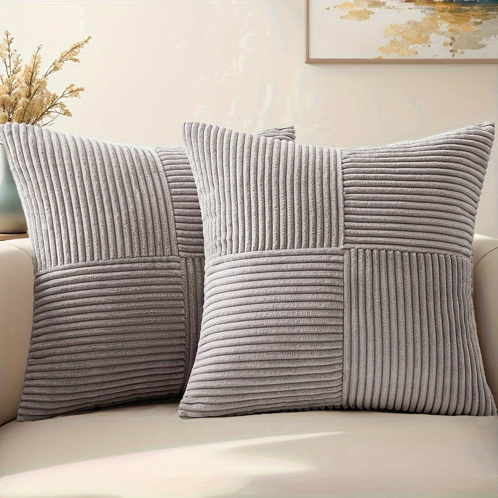 2pcs Corduroy Throw Pillow Covers (12x20" or 18x18")